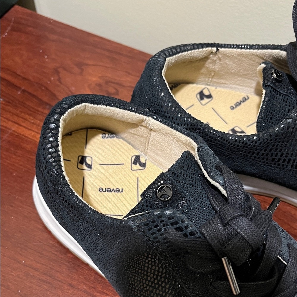 Revere Athens - Lizard - Black Sparkly Textured Sneakers - Picture 2 of 8